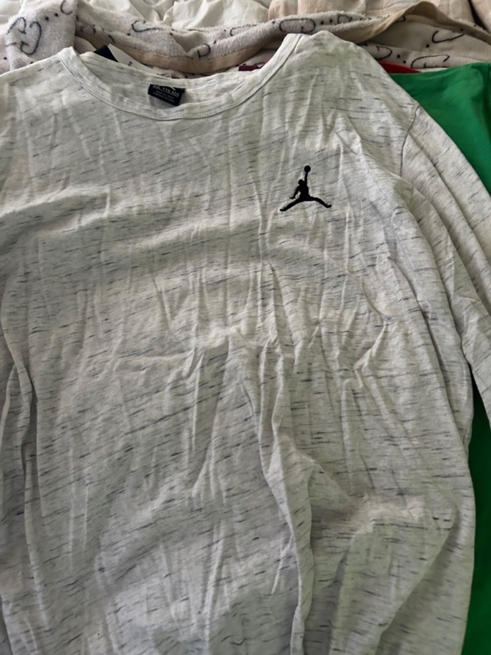 Jordan Light Gray Long Sleeve Shirt with Black Jumpman